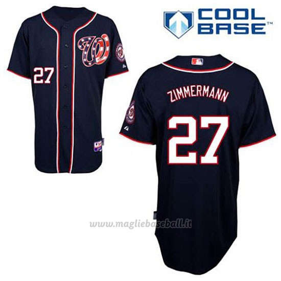 Maglia Baseball Uomo Washington Nationals Jordan Zimmermann 27 Blu Blu Alterner Cool Base